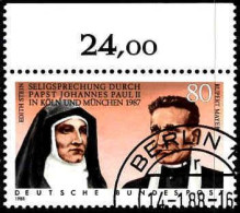 RFA Poste Obl Yv:1184 Mi:1352 Edith Stein Ruppert Mayer (TB Cachet à Date) Berlin 14-1-88 Bord De Feuille - Usati