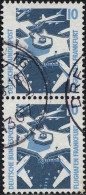 RFA Poste Obl Yv:1179 Mi:1347A Flughafen Frankfurt (beau Cachet Rond) Paire - Gebruikt