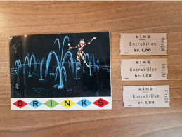 19548 Eb.  Restaurant Nimb Copenhagen Drinks Menù Con 3 Ticket  Entrata Consecutivi Aa '60 - Menus