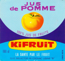 ALIMENTATION ETIQUETTES JUS DE POMME KIFRUIT SELECTOR COGNAC 10 X 11 CM - Alkohole & Spirituosen