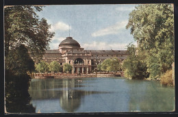 AK Wiesbaden, Kurhaus, Gartenseite Mit Weiher  - Wiesbaden