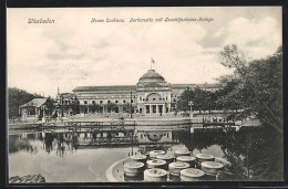 AK Wiesbaden, Neues Curhaus, Gartenseite Mit Leuchtfontaine-Anlage  - Wiesbaden