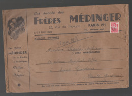 Paris Enveloppe EDITIONS MUSICALES FRERES MEDINGER 1956 Avec Préoblitéré   Coq 12f Rouge    (M6519) - Publicités