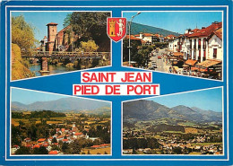 64 - Saint Jean De Pied De Port - Multivues - Automobiles - Blasons - CPM - Voir Scans Recto-Verso - Saint Jean Pied De Port