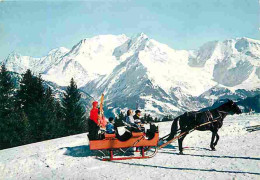 Animaux - Chevaux - Panorama Sur La Chaîne Du Mont Blanc - Traineau - Flamme Postale - CPM - Voir Scans Recto-Verso - Caballos