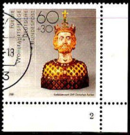 RFA Poste Obl Yv:1216 Mi:1384 Wohlfahrtspflege Karlbüste Coin D.feuille (Beau Cachet Rond) - Used Stamps