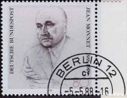 RFA Poste Obl Yv:1204 Mi:1372 Jean Monnet Politicien Bord De Feuille (TB Cachet à Date) Berlin 5-5-88 - Usados