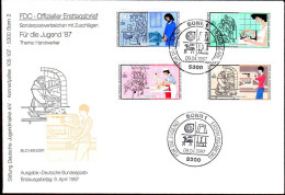 RFA Poste Obl Yv:1147/1150 Für Die Jugend Métiers Manuels Fdc Bonn 9-4-87 - 1981-1990