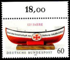 RFA Poste N** Yv:1297 Mi:1465 Deutsche Gesellschaft Zur Rettung Schiffbrüchiger Bord De Feuille - Unused Stamps