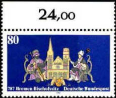 RFA Poste N** Yv:1161 Mi:1329 1200.Jahre Bremen Bischofssitz (Bord De Feuille) - Unused Stamps