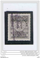 TRIPOLITANIA:  1931  RECAPITO  AUTORIZZATO  -  10 C. BRUNO  US. -  RRR.  -  SASS. 1 A - Tripolitaine