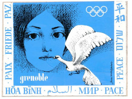 Autocollant  X° Jeux Olympiques D'Hiver De GRENOBLE 1968 Olympic Games 68 LA PAIX Reproduction De L'affiche De Jean * - Altri & Non Classificati