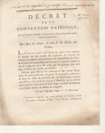 DECRET DE LA CONVENTION NATIONALE An II Marché Fixation Des Jours Lieu Délais De Criées - Décrets & Lois