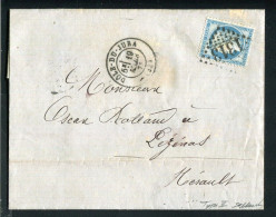 Rare Lettre De Dôle Du Jura Pour Pézenas ( Hérault 1874 ) Avec Un N° 60B Type II - 1849-1876: Classic Period