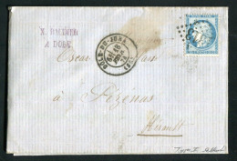 Rare Lettre De Dôle Du Jura Pour Pézenas ( Hérault 1874 ) Avec Un N° 60B Type II - 1849-1876: Klassik