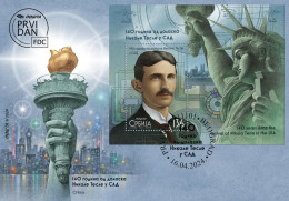 Serbia 2024. 140 Years Since The Arrival Of Nikola Tesla In The USA,  Nikola Tesla, Statue Of Liberty, FDC, MNH - Europe