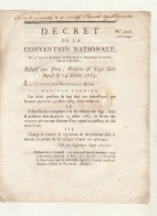 DECRET DE LA CONVENTION NATIONALE An II Don Pension Leg Depuis Le 14 Uillet 1789 - Wetten & Decreten