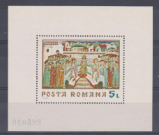 Roumanie 1970 BL 77 ** Fresque De L’église D’Arbore La Cour De Byzance - Blocks & Kleinbögen