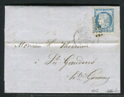 Rare Lettre De Toulouse Pour Saint Gaudens ( Haute Garonne 1874 ) Avec Un N° 60B Type II - 1849-1876: Classic Period