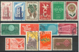 FRANCE -1956/72 - EUROPA STAMPS SET OF 14, USED. - Oblitérés