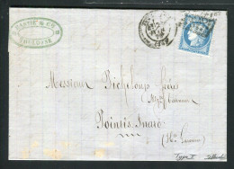 Rare Lettre De Toulouse Pour Pointis Inard ( Haute Garonne 1874 ) Avec Un N° 60B Type II - 1849-1876: Klassik