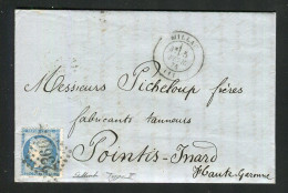 Rare Lettre De Millau Pour Pointis Inard ( Haute Garonne 1874 ) Avec Un N° 60B Type II - 1849-1876: Période Classique