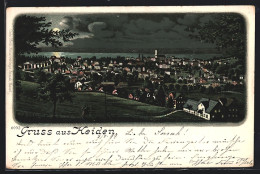 Mondschein-Lithographie Heiden, Totale Von Der Bergwiese Aus Gesehen  - Heiden