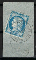 FRANCE Ca.1874: Le Y&T 60C Obl. CAD "Napoléon-St Leu-Taverny (S&O)" Sur Fragment - 1871-1875 Cérès