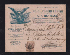 Brazil Brasil 1906 Registered Cover Madrugada 700R RIO X PARIS REYNAUD Advertising - Covers & Documents