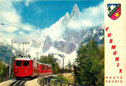 Trains - Le Train Du Montenvers - Chamonix - Mont Blanc - Aiguille Du Dru - Neige - Blasons - Carte Neuve - CPM - Voir S - Trenes