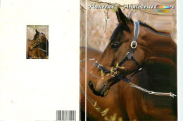 Format Spécial - 155 X 102 Mms Repliée - Animaux - Chevaux - Etat Carte Mal Découpée - Frais Spécifique En Raison Du For - Paarden