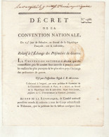 DECRET DE LA CONVENTION NATIONALE An II échange De Prisonniers De Guerre - Wetten & Decreten