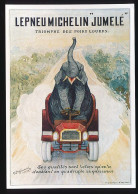 CPM 10.5 X 15 Publicité MICHELIN Le Pneu "jumelé" éléphant Conduisant Un Poids Lourds  Thme Chaussard 11/7/1909 - Publicité