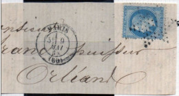 FRANCE N° 29 - (Paris Bureau Central 60 Etoile Muette) Devant De Lettre - 1849-1876: Période Classique