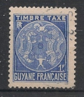 GUYANE - 1947 - Taxe TT N°YT. 25 - 1f Bleu - Oblitéré  / Used - Usados