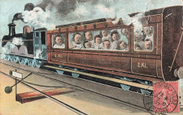 TRAIN - Bébés Multiples, Carte Fantaisie. - Trenes