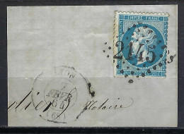 FRANCE Ca.1864: Le Y&T 22 Obl. GC 2145 "Lyon" Avec CAD Sur Fragment - 1862 Napoleon III