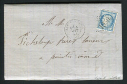 Rare Lettre De Lannemezan Pour Pointis Inard ( Haute Garonne 1874 ) Avec Un N° 60B Type II - 1849-1876: Classic Period