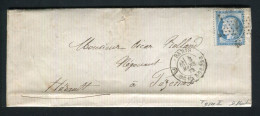 Rare Lettre De Paris Pour Pézenas ( Hérault 1874 ) Avec Un N° 60B Type II - 1849-1876: Période Classique