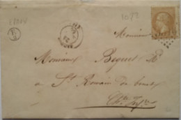 FRANCE - LAC De Saujon Du 24/09/66 Avec N° 21 (piquage Décalé) Et Cachet Facteur D' Epaux Pour St Romain De Benet - 1862 Napoleon III