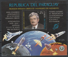 Paraguay: 1984, Blockausgabe: Mi. Nr. 405, Raumfahrt: 25 G.  Hermann Oberth.  **/MNH - Südamerika