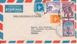 India Air Mail Cover Sent To Denmark With More Stamps (under Certificate Of Posting) - Airmail