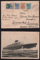 Brazil Brasil 1938 Airmail Postcard SANTOS X SALZBURG Austria Ostmark M/N Neptunia - Storia Postale