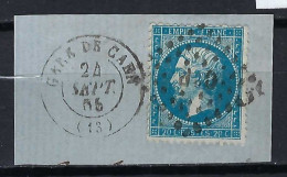 FRANCE Ca.1865: Le Y&T 22 Obl. Ambulant "CgP (Caen-Gare à Paris)" Avec CAD Sur Fragment - 1862 Napoléon III