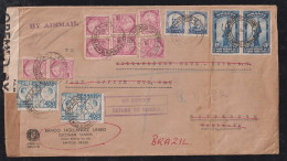 Brazil Brasil 1940 Big Size Censor Airmail 94000R Rate Cover SANTOS X ROTTERDAM Dutch Returned Because Of War - Lettres & Documents