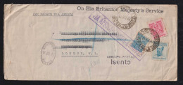 Brazil Brasil 1943 PANAIR Censor Airmail 15200R Rate Cover SANTOS X LONDON Via Africa British Consulate - Storia Postale