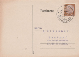 Deutsches Reich Karte Mit Tagesstempel Not  Haindorf Hejnice 1938 Sudetenland - Besetzungen 1938-45