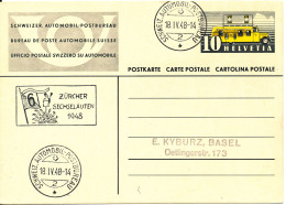 Switzerland Postal Stationery Postcard Schweiz Automobil Postbureau 18-4-1948 - Stamped Stationery