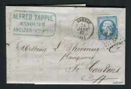 Belle Lettre D'Ancizan Par Arreau Pour Saint Gaudens ( Haute Garonne 1867 ) - Cachet GC 175 - 1849-1876: Classic Period