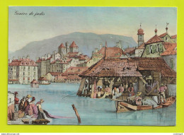 GENEVE De JADIS Au Bord Du Thône D'après Gravure Du XIXème Lavoir Laveuses Ou Lavandières - Genève